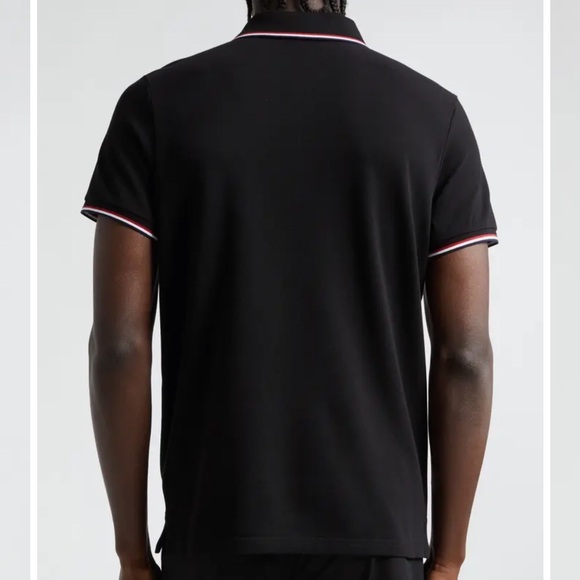 MONCLER Tipped Cotton Piqué Polo black, SIZE XL - Picture 2 of 12